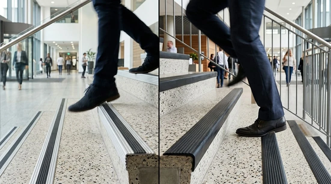 Aluminium vs PVC Stair Nosing: Which Is Right for Your Commercial Project?